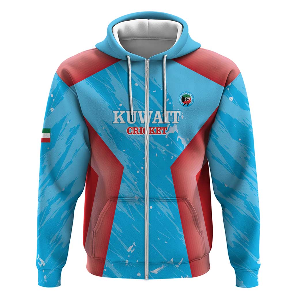 Custom Kuwait Cricket Zip Hoodie Go Champions Grunge Style - Wonder Print Shop