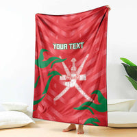 Red custom cricket blanket with green flag stripes and central crossed swords emblem