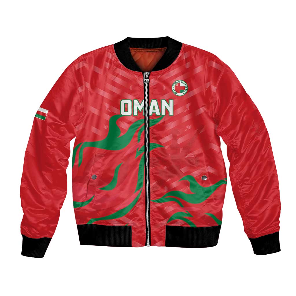 Custom Oman Cricket Bomber Jacket Go Champions Strong Flame Style - Wonder Print Shop