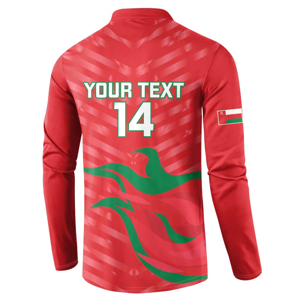 Red back button sweatshirt with YOUR TEXT 14 and green wave flag graphics