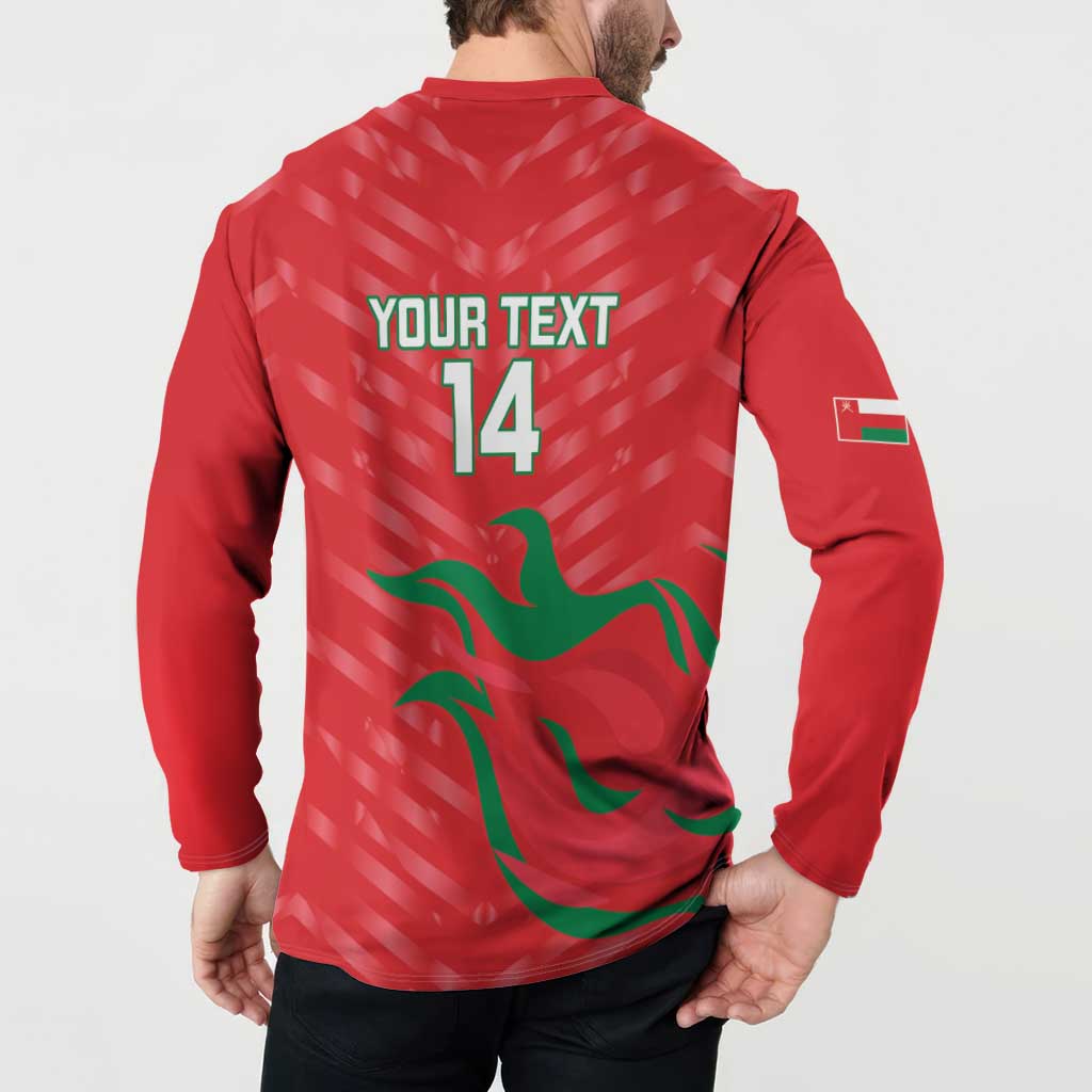Red back button sweatshirt with YOUR TEXT 14 and green wave flag print