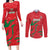 Custom Oman Cricket Couples Matching Long Sleeve Bodycon Dress and Long Sleeve Button Shirt Go Champions Strong Flame Style - Wonder Print Shop