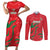 Custom Oman Cricket Couples Matching Short Sleeve Bodycon Dress and Long Sleeve Button Shirt Go Champions Strong Flame Style - Wonder Print Shop