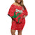 Custom Oman Cricket Family Matching Off Shoulder Short Dress and Hawaiian Shirt Go Champions Strong Flame Style - Wonder Print Shop