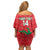 Custom Oman Cricket Family Matching Off Shoulder Short Dress and Hawaiian Shirt Go Champions Strong Flame Style - Wonder Print Shop