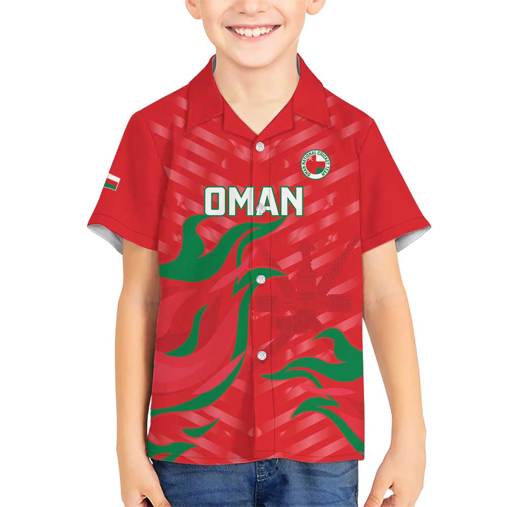 Custom Oman Cricket Kid Hawaiian Shirt Go Champions Strong Flame Style - Wonder Print Shop