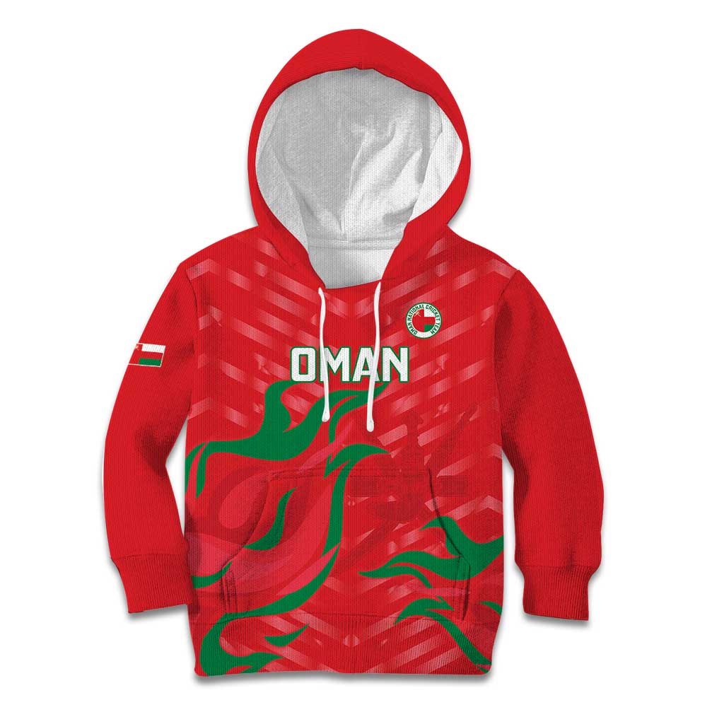 Custom Oman Cricket Kid Hoodie Go Champions Strong Flame Style - Wonder Print Shop