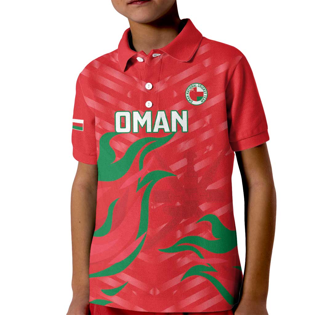 Custom Oman Cricket Kid Polo Shirt Go Champions Strong Flame Style - Wonder Print Shop