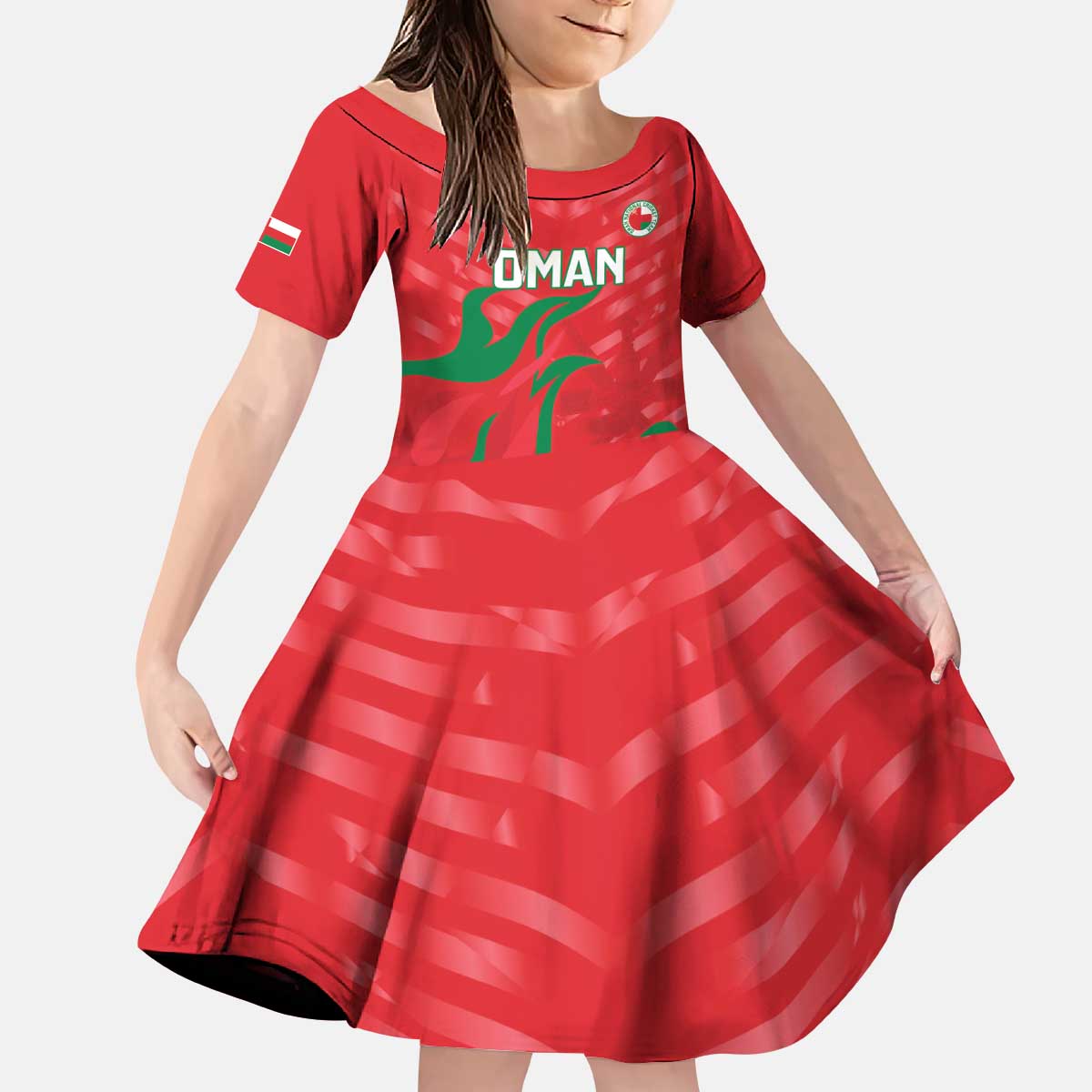 Custom Oman Cricket Kid Short Sleeve Dress Go Champions Strong Flame Style - Wonder Print Shop