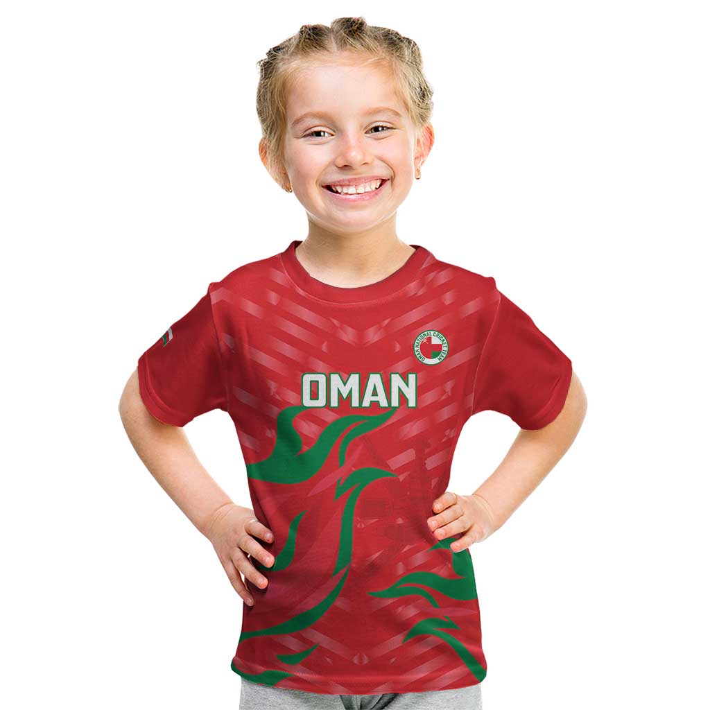 Custom Oman Cricket Kid T Shirt Go Champions Strong Flame Style - Wonder Print Shop