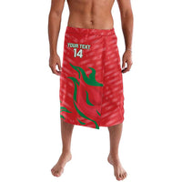 Red lavalava skirt with green graphic print and elastic waist