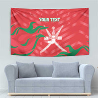 Red cricket tapestry with green wave accents and crossed-bats emblem, centered design