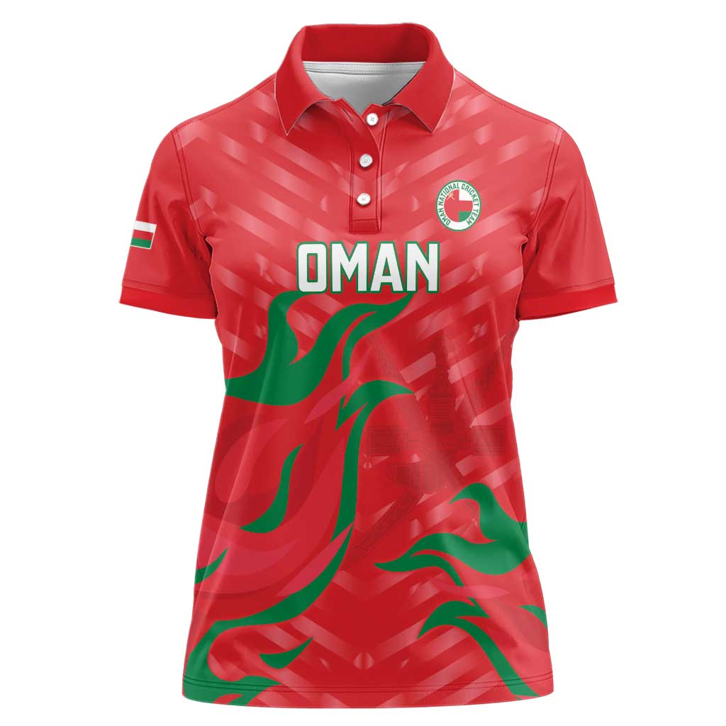 Custom Oman Cricket Women Polo Shirt Go Champions Strong Flame Style - Wonder Print Shop