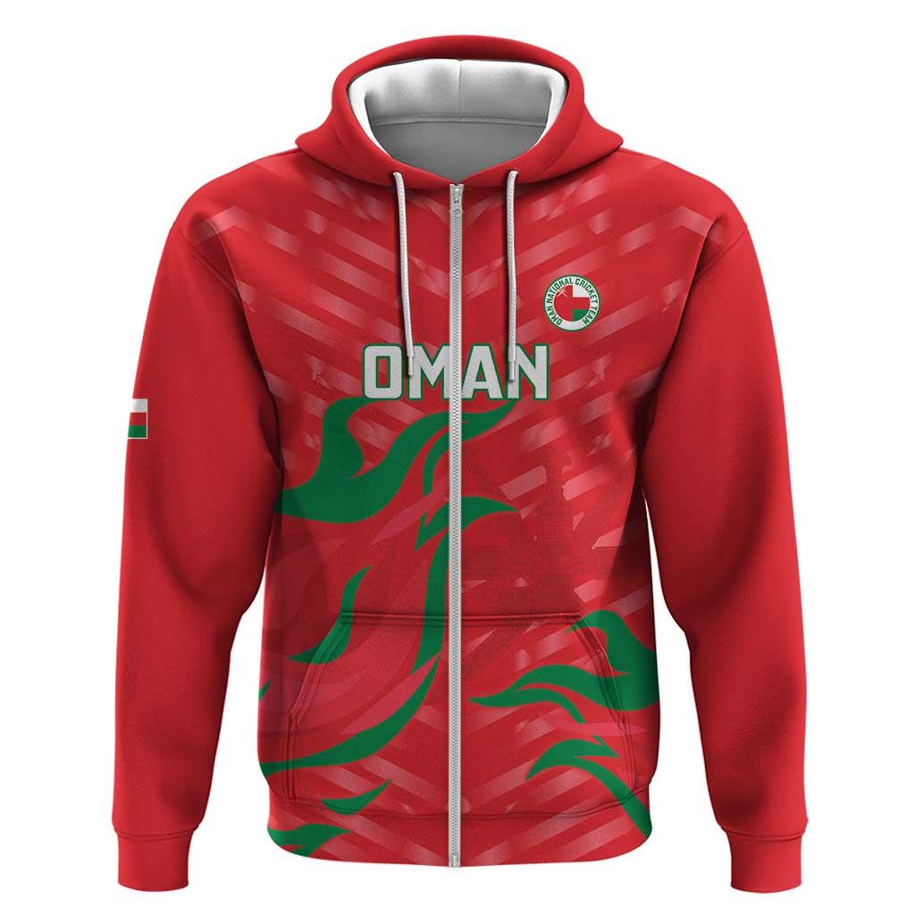 Custom Oman Cricket Zip Hoodie Go Champions Strong Flame Style - Wonder Print Shop