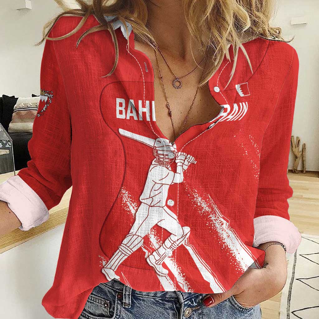 Custom Bahrain Cricket Women Casual Shirt Go Champions Grunge Style