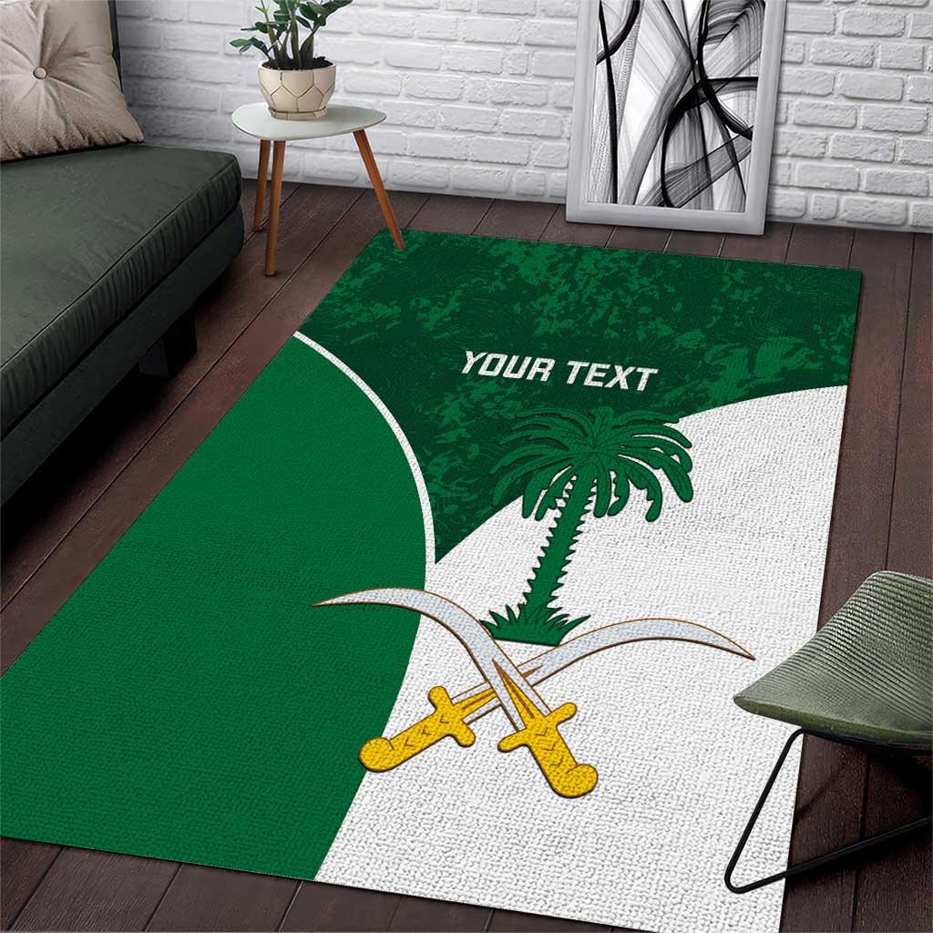 Custom Saudi Arabia Cricket Area Rug Go Champions Coat Of Arms Style