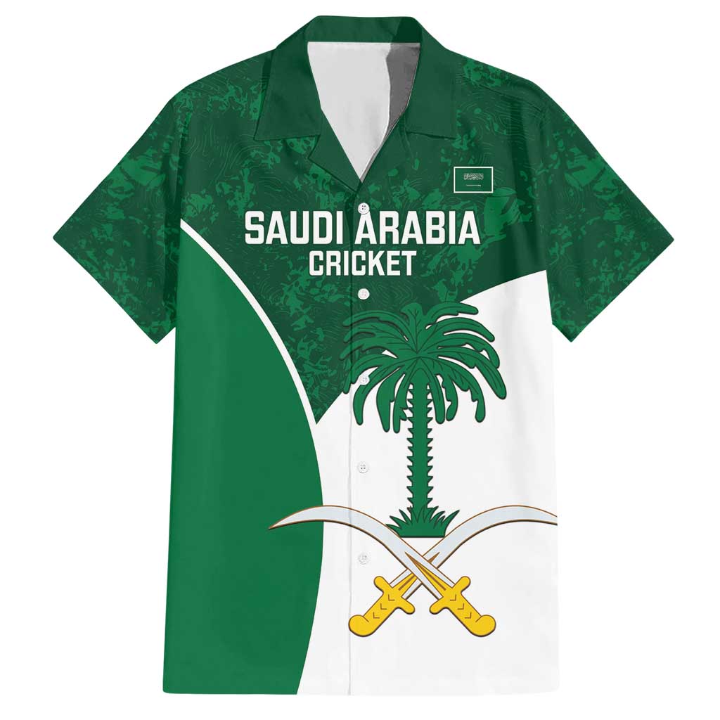 Custom Saudi Arabia Cricket Hawaiian Shirt Go Champions Coat Of Arms Style - Wonder Print Shop