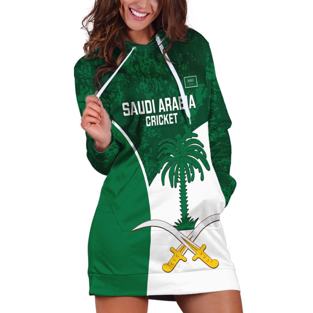 Custom Saudi Arabia Cricket Hoodie Dress Go Champions Coat Of Arms Style - Wonder Print Shop