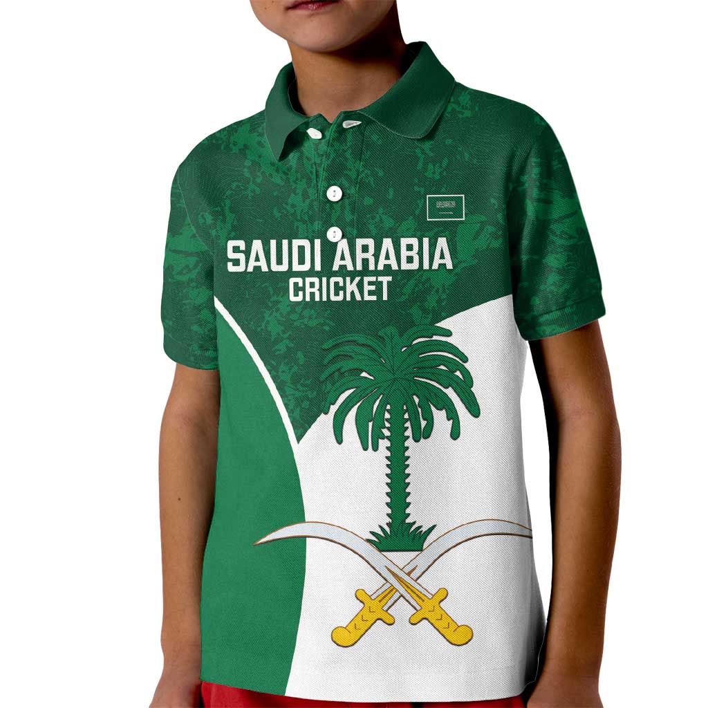 Custom Saudi Arabia Cricket Kid Polo Shirt Go Champions Coat Of Arms Style - Wonder Print Shop