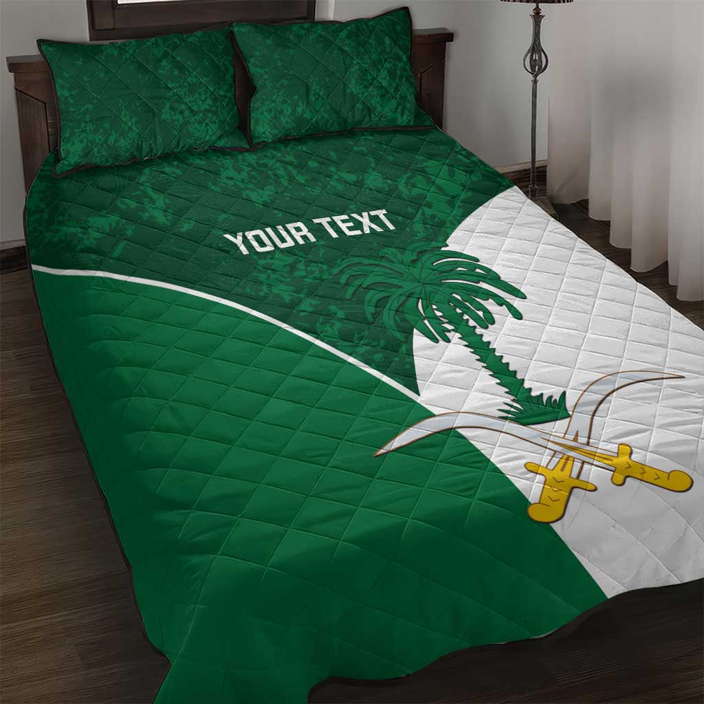 Custom Saudi Arabia Cricket Quilt Bed Set Go Champions Coat Of Arms Style - Wonder Print Shop