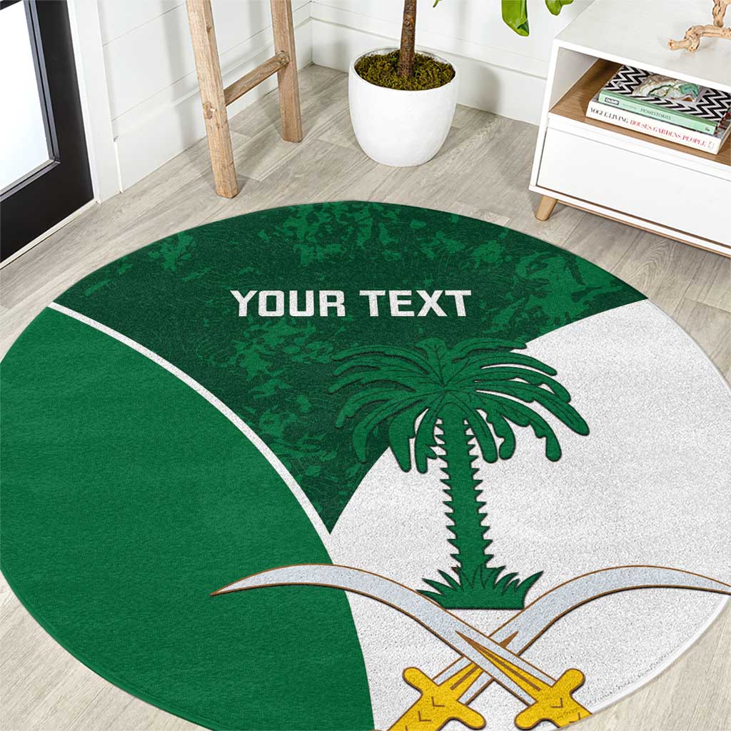 Custom Saudi Arabia Cricket Round Carpet Go Champions Coat Of Arms Style