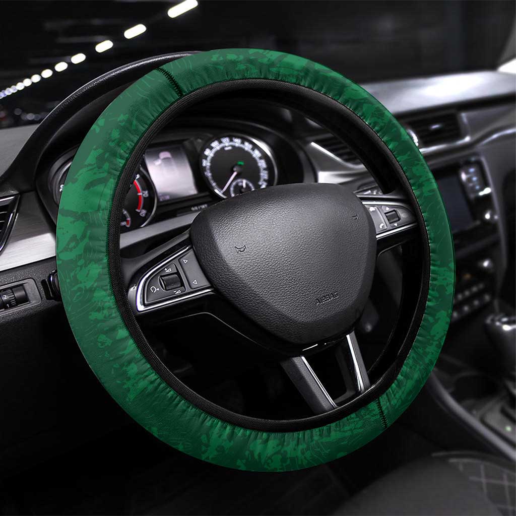 Saudi Arabia Cricket Steering Wheel Cover Go Champions Coat Of Arms Style - Wonder Print Shop