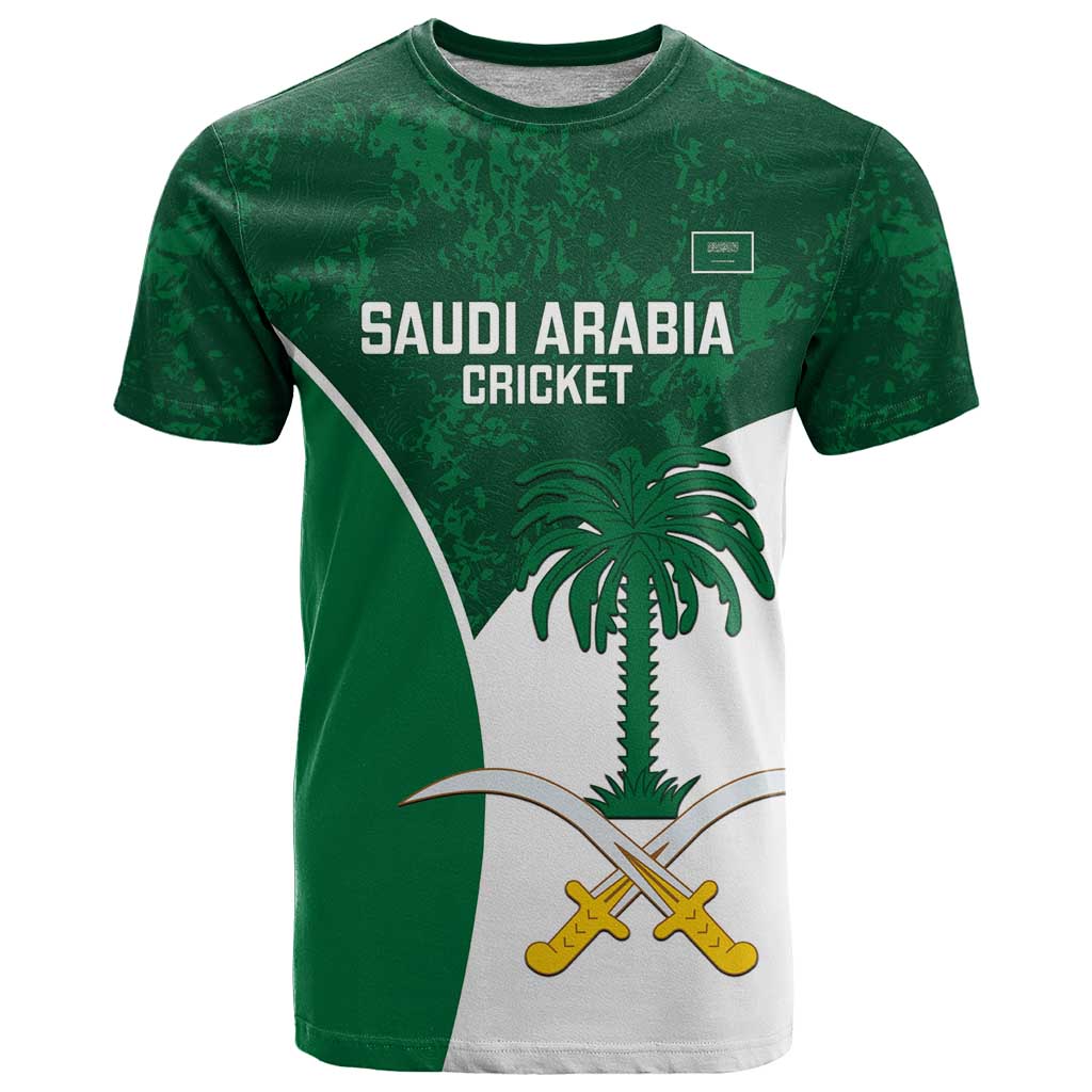 Custom Saudi Arabia Cricket T Shirt Go Champions Coat Of Arms Style - Wonder Print Shop