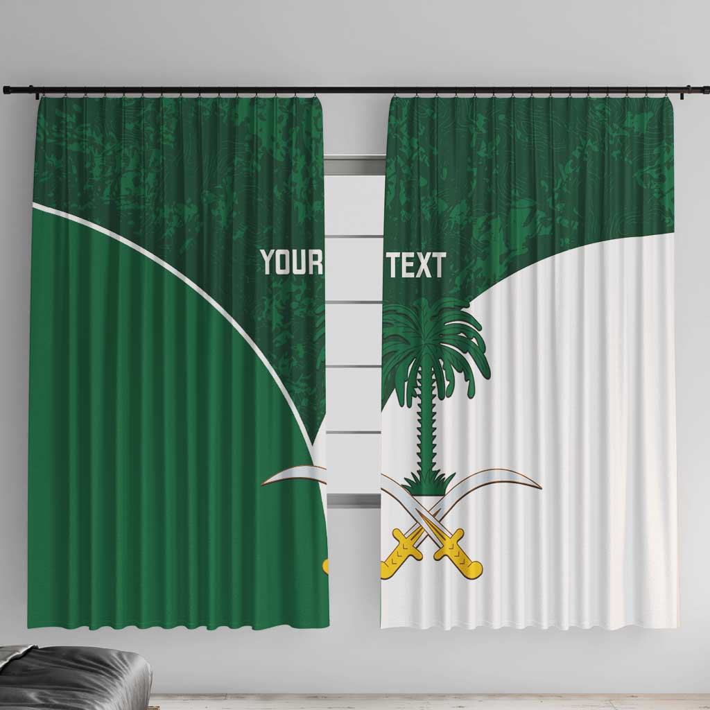 Custom Saudi Arabia Cricket Window Curtain Go Champions Coat Of Arms Style - Wonder Print Shop