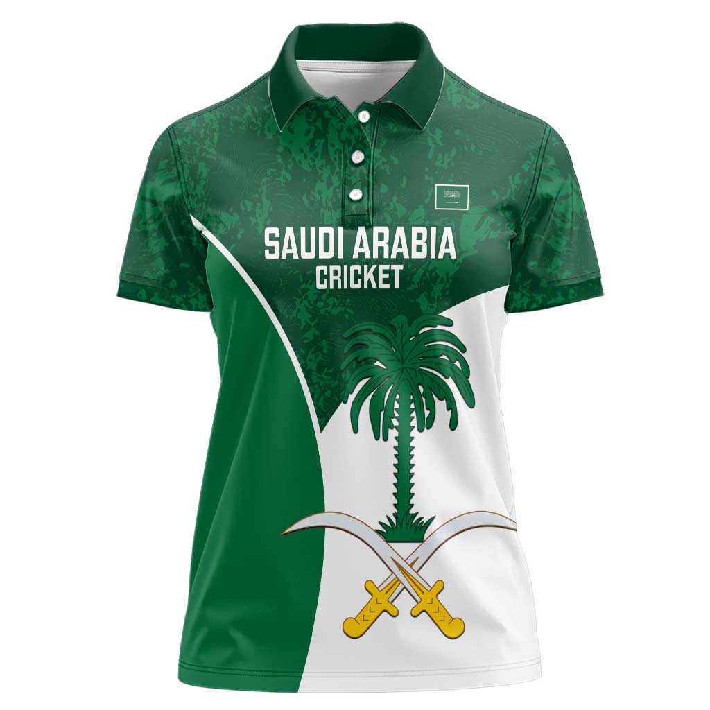 Custom Saudi Arabia Cricket Women Polo Shirt Go Champions Coat Of Arms Style - Wonder Print Shop