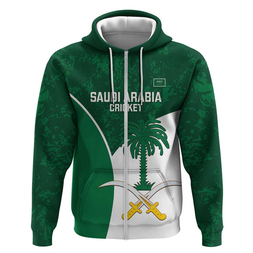 Custom Saudi Arabia Cricket Zip Hoodie Go Champions Coat Of Arms Style - Wonder Print Shop