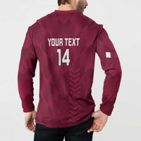 Maroon button sweatshirt back view with YOUR TEXT 14 and zigzag pattern
