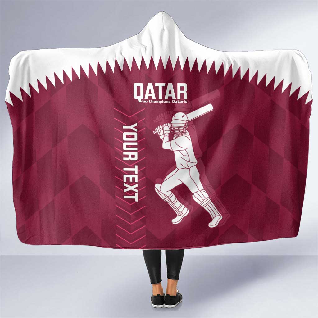 Custom Qatar Cricket Hooded Blanket Go Champions Qataris Flag Style