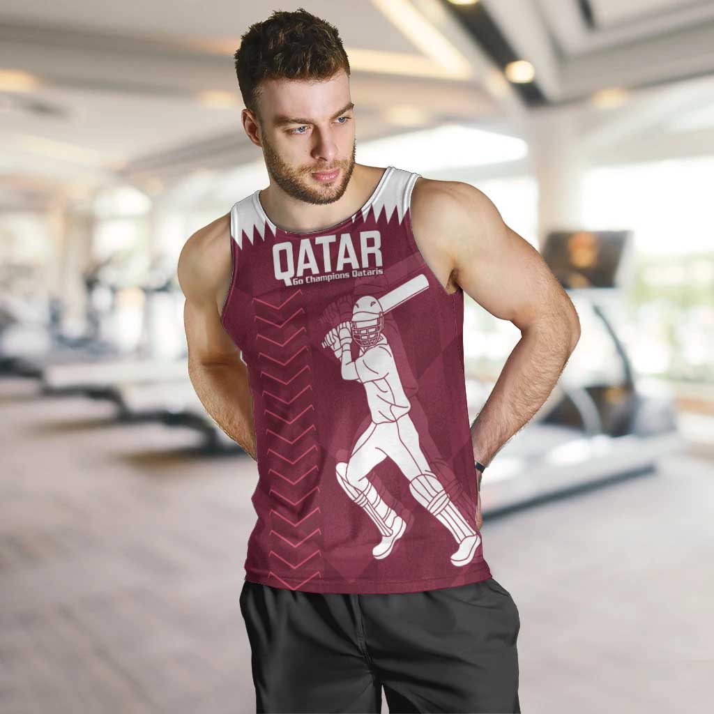 Custom Qatar Cricket Men Tank Top Go Champions Qataris Flag Style