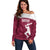 Custom Qatar Cricket Off Shoulder Sweater Go Champions Qataris Flag Style