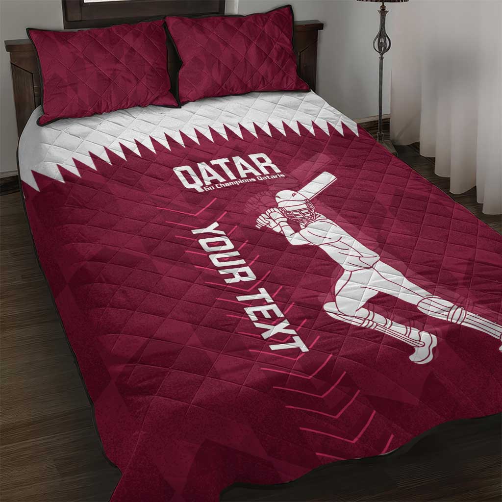 Custom Qatar Cricket Quilt Bed Set Go Champions Qataris Flag Style - Wonder Print Shop