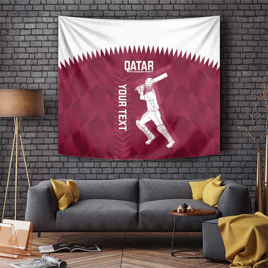 Custom Qatar Cricket Tapestry Go Champions Qataris Flag Style