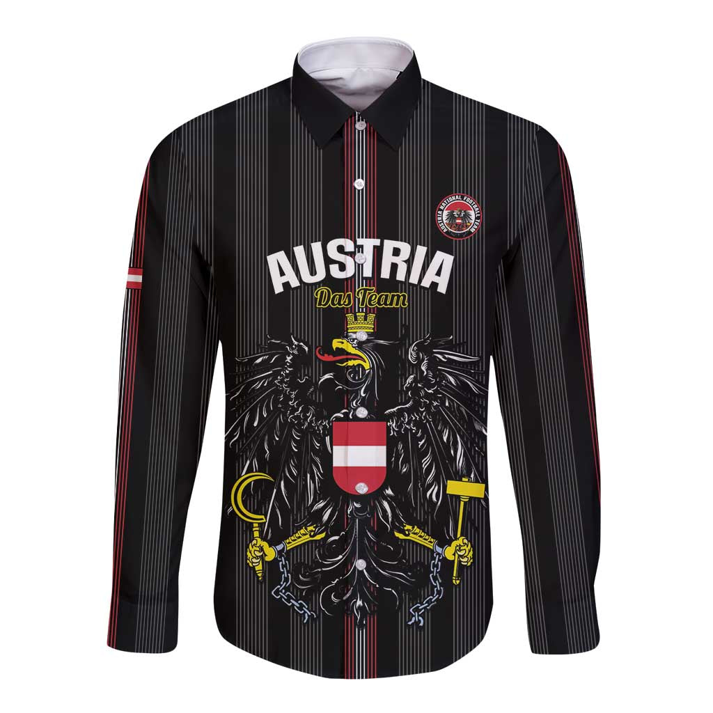 Custom Austria Football Long Sleeve Button Shirt 2026 Go Das Team Striped Style - Wonder Print Shop