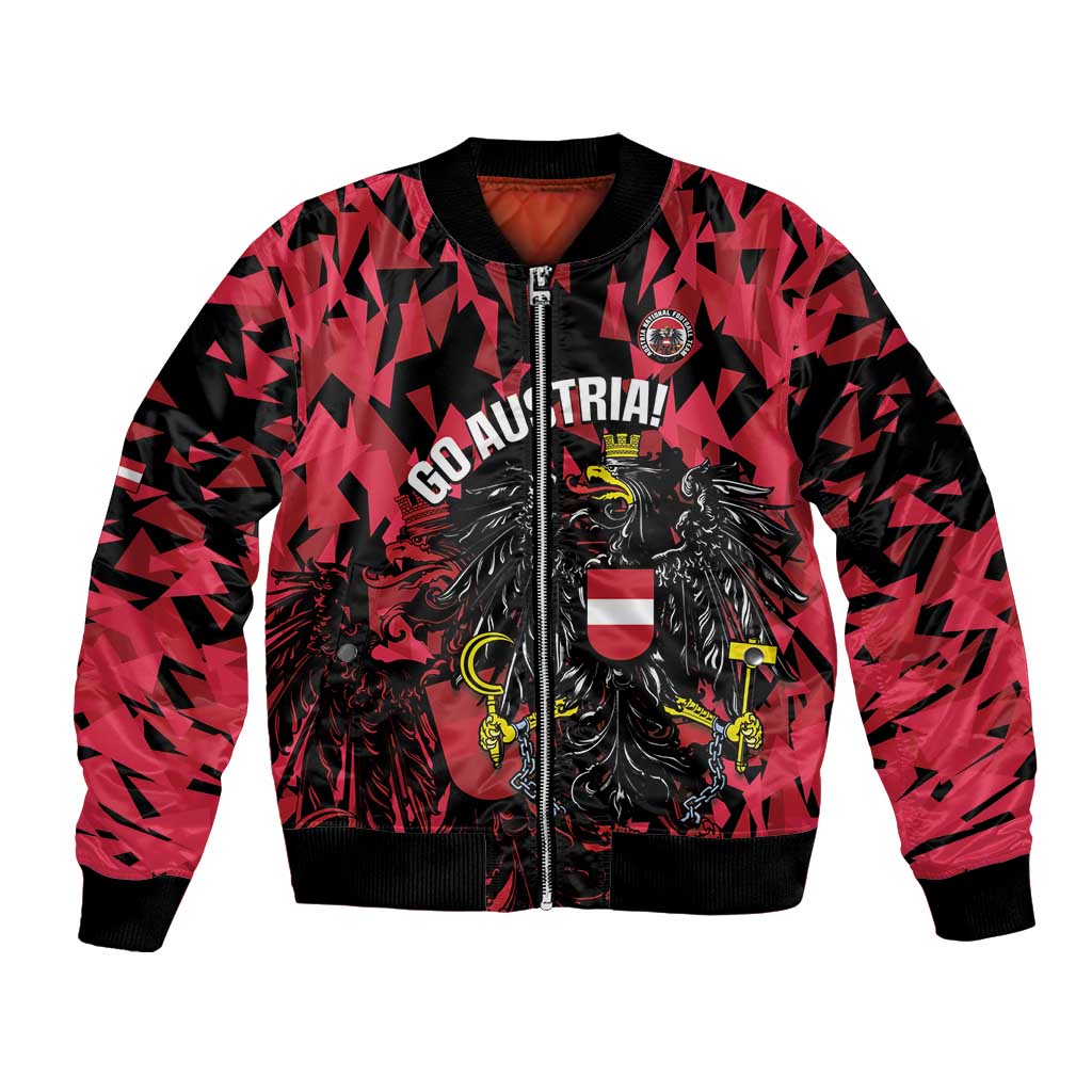 Custom Austria Football Bomber Jacket 2026 Das Team Black Eagle - Wonder Print Shop