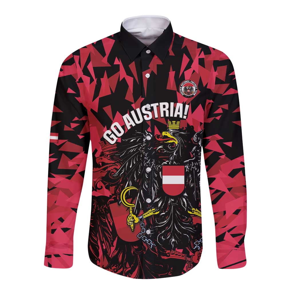 Custom Austria Football Long Sleeve Button Shirt 2026 Das Team Black Eagle - Wonder Print Shop