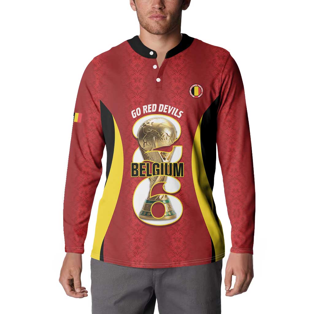 Custom Belgium Football Button Sweatshirt 2026 Go De Rode Duivels - Wonder Print Shop