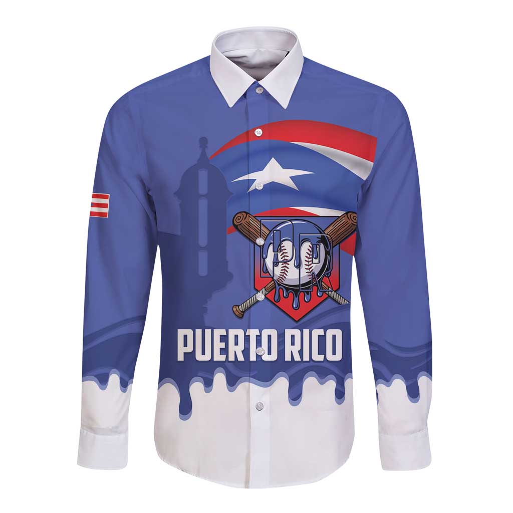 Puerto Rico 2026 Baseball Custom Long Sleeve Button Shirt Go Puerto Rican El Morro Drip Style