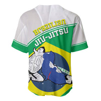 Brazil jiu-jitsu baseball jersey back, white with green trim and flag-style graphic