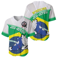 Set of Brazil jiu-jitsu baseball jerseys, front and back views with flag-style artwork