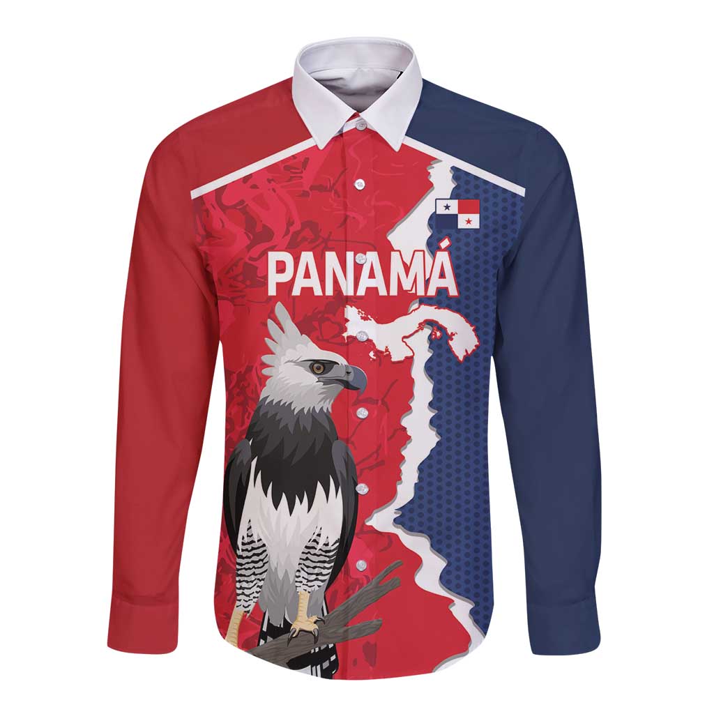 Panama 2026 Football Custom Long Sleeve Button Shirt Los Canaleros Harpy Eagle