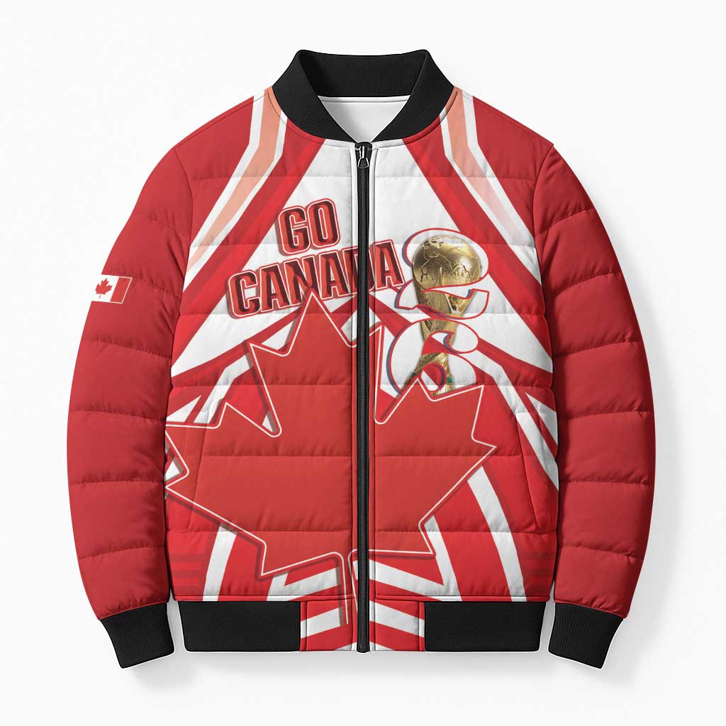 Canada 2026 Soccer Custom Bomber Puffer Jacket Les Rouges Go Champions