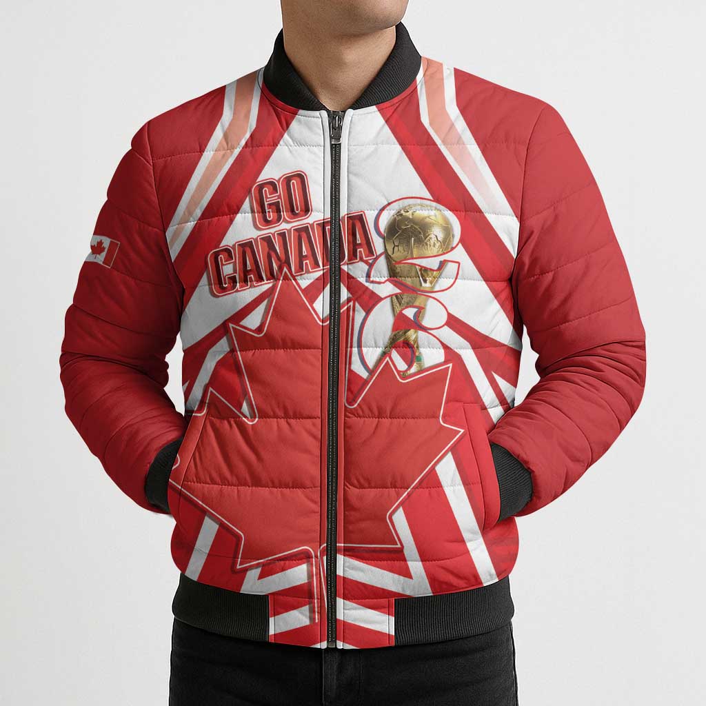 Canada 2026 Soccer Custom Bomber Puffer Jacket Les Rouges Go Champions