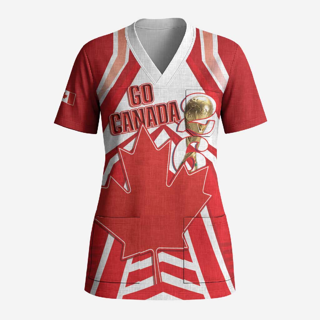 Canada 2026 Soccer Custom Scrub Top Les Rouges Go Champions