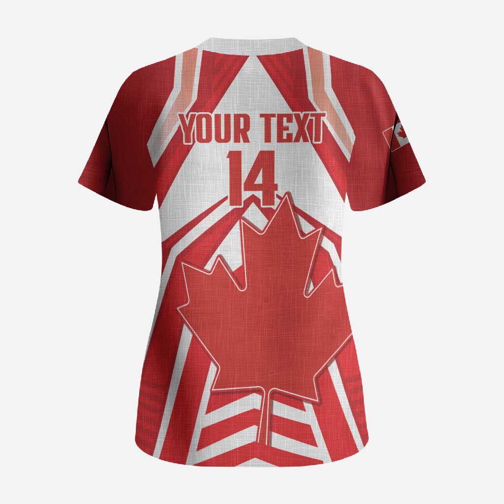 Canada 2026 Soccer Custom Scrub Top Les Rouges Go Champions