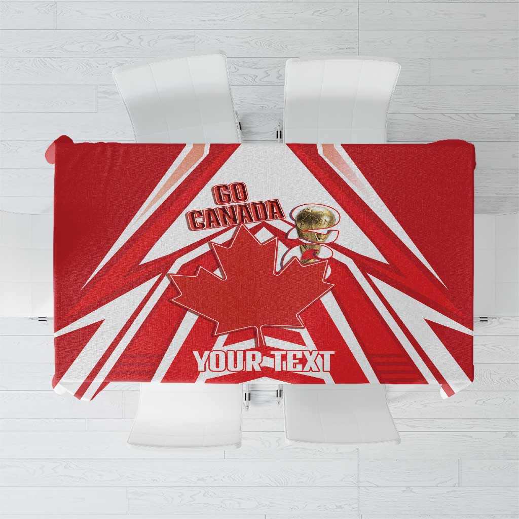 Canada 2026 Soccer Custom Tablecloth Les Rouges Go Champions