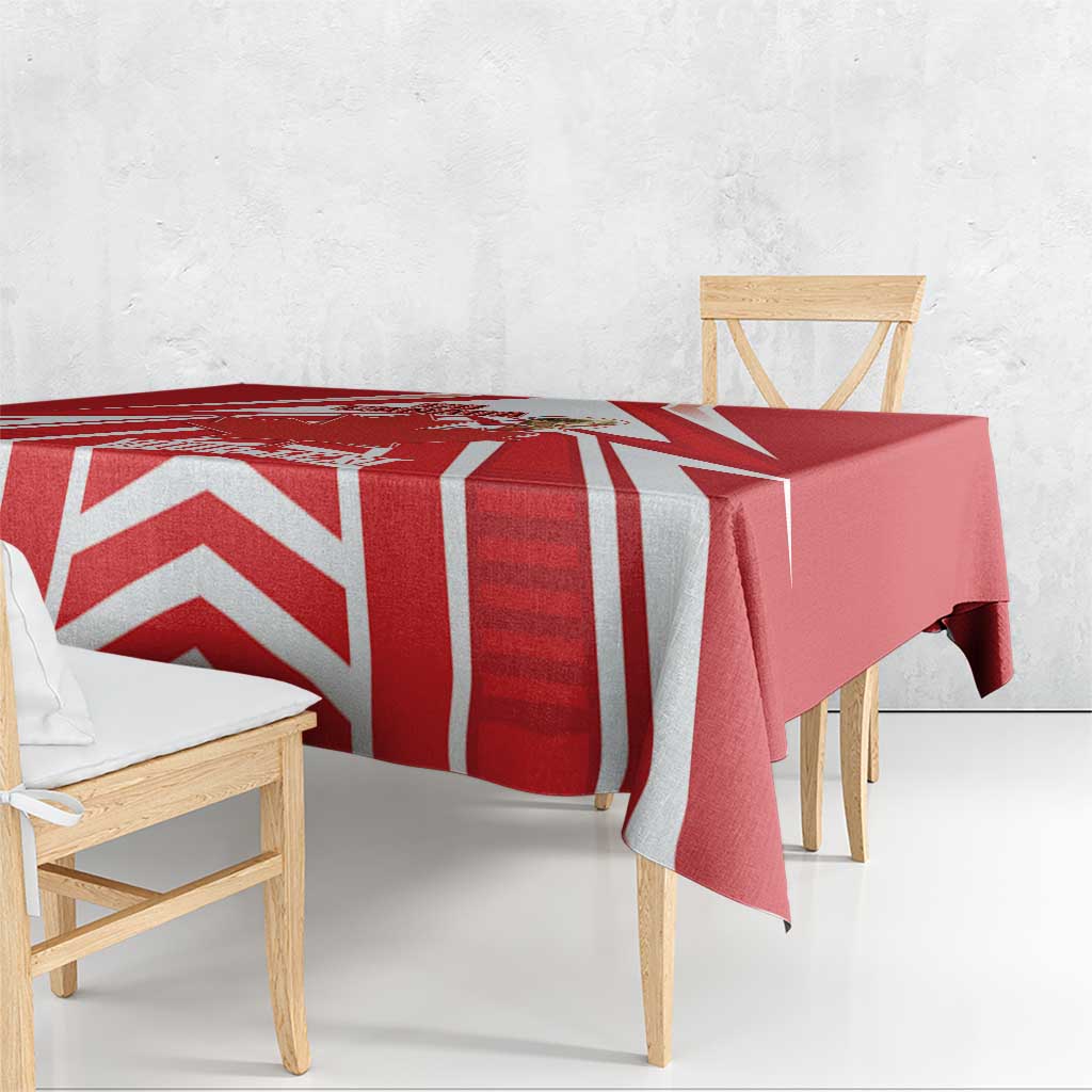 Canada 2026 Soccer Custom Tablecloth Les Rouges Go Champions
